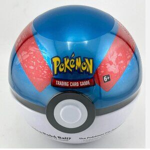 New Sealed Pokemon TCG Poke Ball Blue Red & White with 3 Booster Packs & 1 Coin